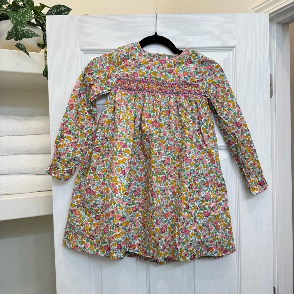 Mini Boden Floral Embroidered Kids Dress - Pink, Yellow, Green Size 7/8